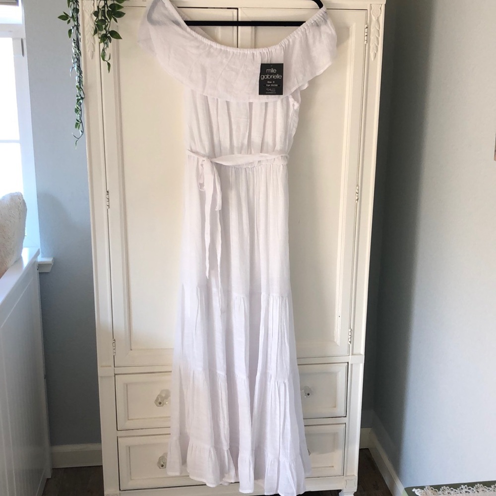 White Gauze Off the Shoulder Dress